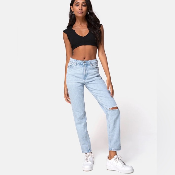 MOTEL ROCKS Black Ribbed Crop Top - Picture 3 of 3